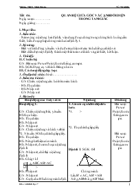 Giáo án Hình học 7 - Tiết 46: Quan hệ giữa góc và cạnh đối diện trong tam giác - Trường THCS Vinh Quang