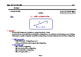 Giáo án lớp 6 môn Hình học - Tuần 1 - Tiết 1: Điểm – đường thẳng