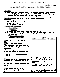 Giáo án môn Hóa học lớp 8 - Tiết 48 : Tính chất – ứng dụng của hiđro (tiết 2)