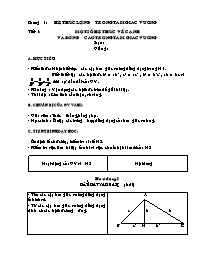 Giáo án môn học Hình học lớp 9 - Tiết 1: Một số hệ thức về cạnh và đường cao trong tam giác vuông