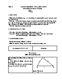 Giáo án môn học Hình học lớp 9 - Tiết 11: Một số hệ thức về cạnh và góc trong tam giác vuông